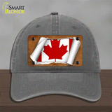 Canada Flag Scroll Novelty License Plate Hat Unconstructed Cotton / Charcoal