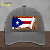 Puerto Rico Flag Scroll Novelty License Plate Hat Unconstructed Cotton / Charcoal