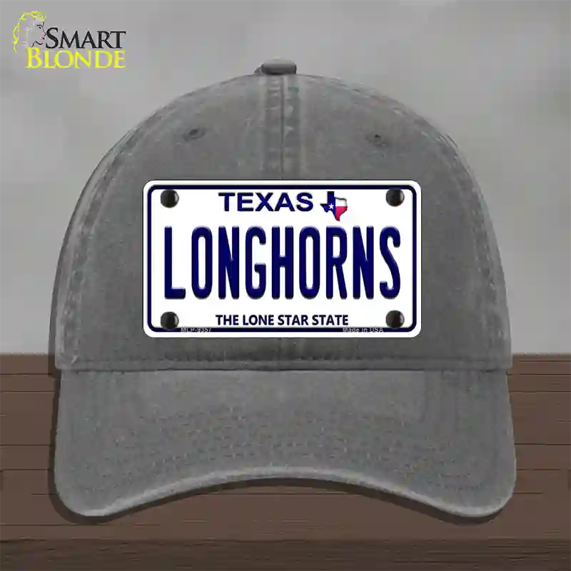 Longhorn Texas Novelty License Plate Hat Unconstructed Cotton / Charcoal