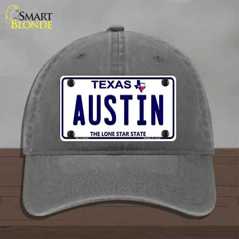 Austin Texas Novelty License Plate Hat Unconstructed Cotton / Charcoal