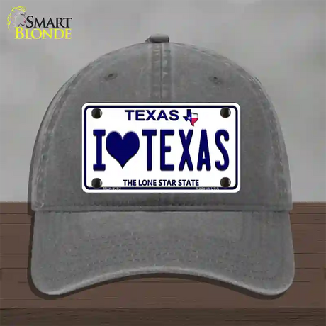 I Love Texas Novelty License Plate Hat Unconstructed Cotton / Charcoal