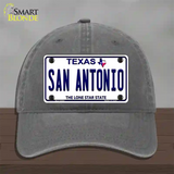 San Antonio Texas Novelty License Plate Hat Unconstructed Cotton / Charcoal