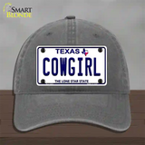 Cowgirl Texas Novelty License Plate Hat Unconstructed Cotton / Charcoal