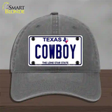 Cowboy Texas White Novelty License Plate Hat Unconstructed Cotton / Charcoal