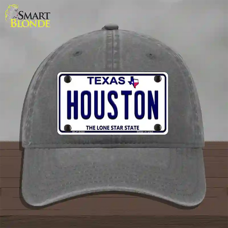 Houston Texas Novelty License Plate Hat Unconstructed Cotton / Charcoal