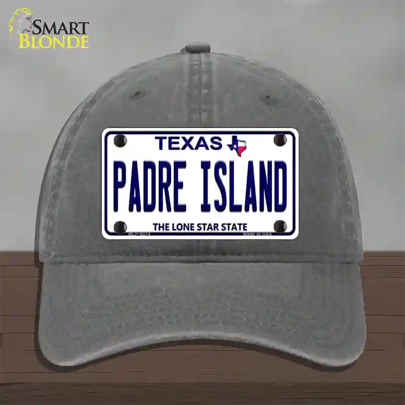 Padre Island Texas Novelty License Plate Hat Unconstructed Cotton / Charcoal