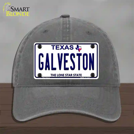 Galveston Texas Novelty License Plate Hat Unconstructed Cotton / Charcoal