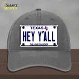 Hey Yall Texas Novelty License Plate Hat Unconstructed Cotton / Charcoal