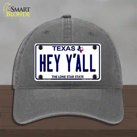 Hey Yall Texas Novelty License Plate Hat Unconstructed Cotton / Charcoal