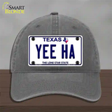 Yee Ha Texas Novelty License Plate Hat Unconstructed Cotton / Charcoal