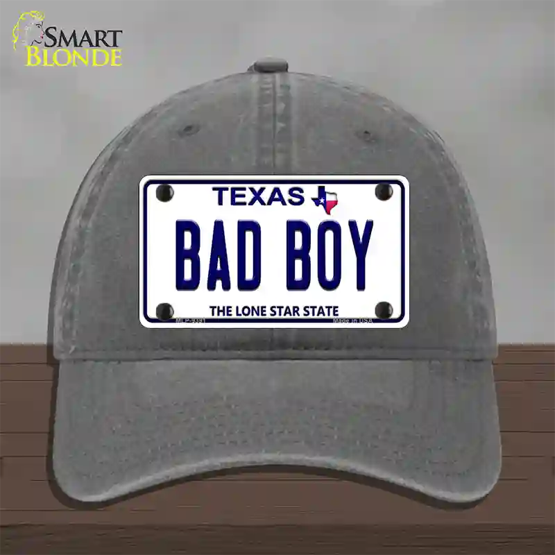 Bad Boy Texas Novelty License Plate Hat Unconstructed Cotton / Charcoal