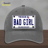 Bad Girl Texas Novelty License Plate Hat Unconstructed Cotton / Charcoal