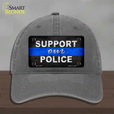 Support Our Police Novelty License Plate Hat Unconstructed Cotton / Charcoal