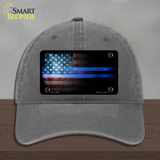 American Flag Police Novelty License Plate Hat Unconstructed Cotton / Charcoal