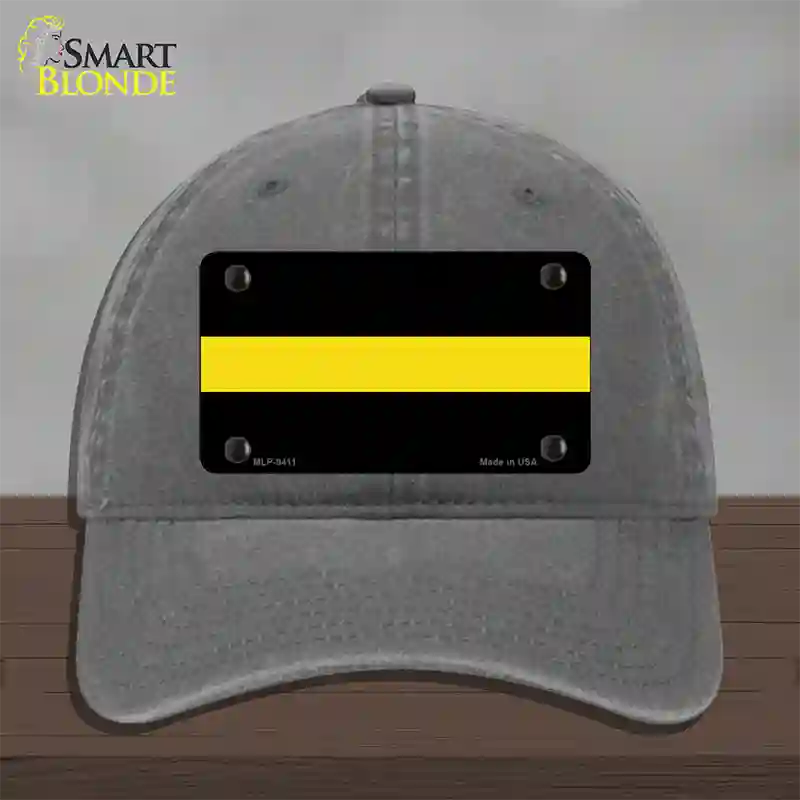 Thin Yellow Line Novelty License Plate Hat Unconstructed Cotton / Charcoal