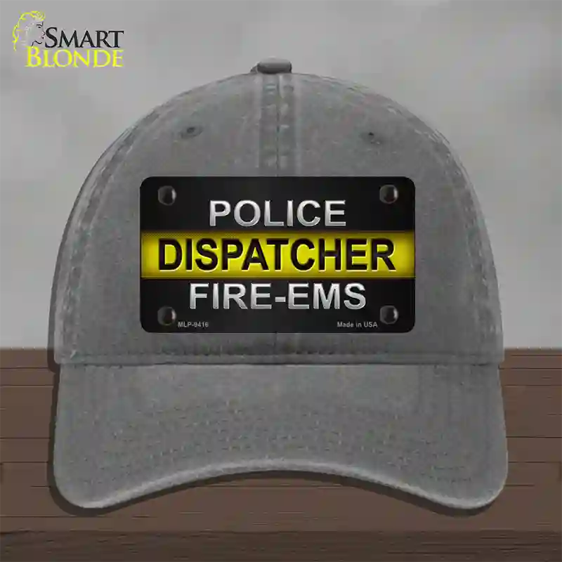 Police / Dispatcher / Fire- EMS Novelty License Plate Hat Unconstructed Cotton / Charcoal