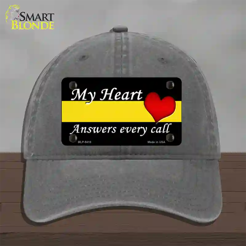 My Heart Answers Every Call Novelty License Plate Hat Unconstructed Cotton / Charcoal