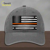 American Flag Thin Orange Line Novelty License Plate Hat Unconstructed Cotton / Charcoal