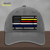 American Flag Police / Fire / EMS Novelty License Plate Hat Unconstructed Cotton / Charcoal