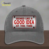 Seemed Like A Good Idea Novelty License Plate Hat Unconstructed Cotton / Charcoal