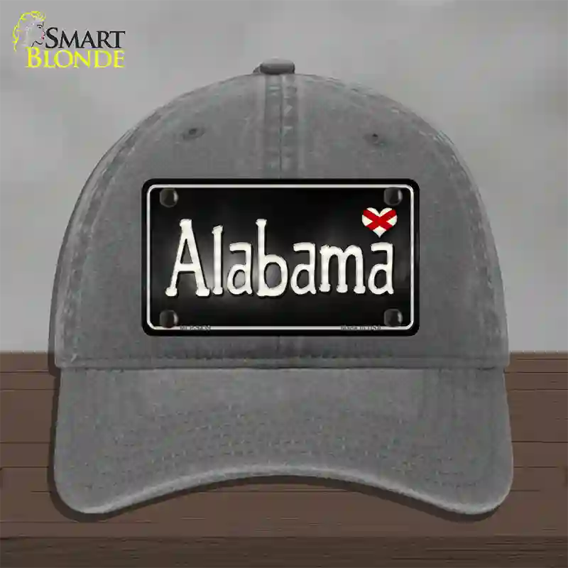 Alabama Flag Script Novelty License Plate Hat Unconstructed Cotton / Charcoal