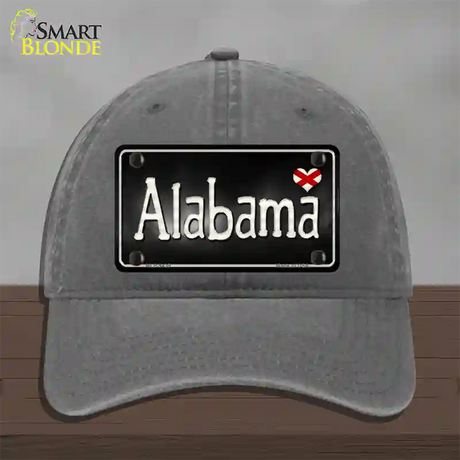 Alabama Flag Script Novelty License Plate Hat Unconstructed Cotton / Charcoal