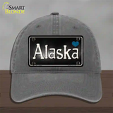 Alaska Flag Script Novelty License Plate Hat Unconstructed Cotton / Charcoal