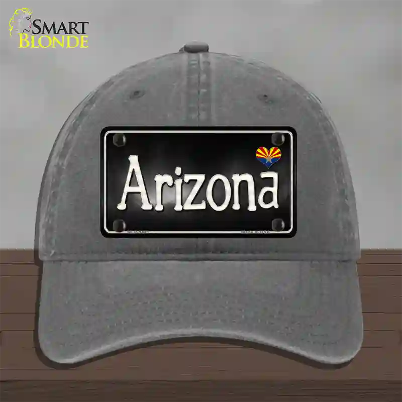 Arizona Flag Script Novelty License Plate Hat Unconstructed Cotton / Charcoal