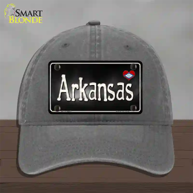 Arkansas Flag Script Novelty License Plate Hat Unconstructed Cotton / Charcoal