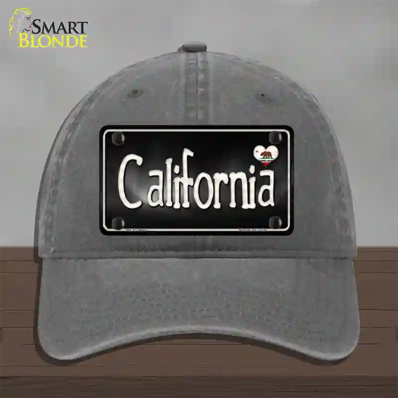 California Flag Script Novelty License Plate Hat Unconstructed Cotton / Charcoal