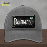 Delaware Flag Script Novelty License Plate Hat Unconstructed Cotton / Charcoal