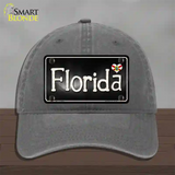 Florida Flag Script Novelty License Plate Hat Unconstructed Cotton / Charcoal