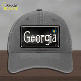 Georgia Flag Script Novelty License Plate Hat Unconstructed Cotton / Charcoal