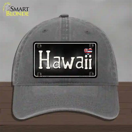 Hawaii Flag Script Novelty License Plate Hat Unconstructed Cotton / Charcoal