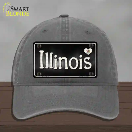 Illinois Flag Script Novelty License Plate Hat Unconstructed Cotton / Charcoal