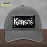 Kansas Flag Script Novelty License Plate Hat Unconstructed Cotton / Charcoal