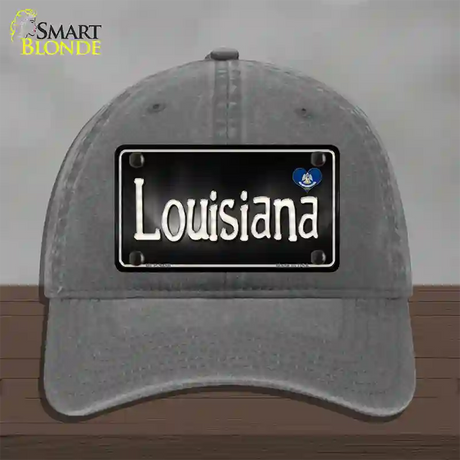 Louisiana Flag Script Novelty License Plate Hat Unconstructed Cotton / Charcoal