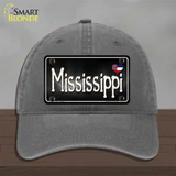 Mississippi Flag Script Novelty License Plate Hat Unconstructed Cotton / Charcoal