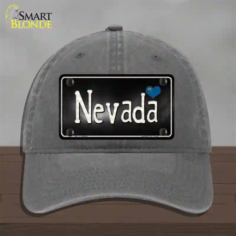 Nevada Flag Script Novelty License Plate Hat Unconstructed Cotton / Charcoal