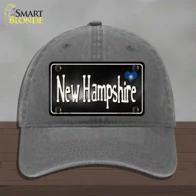 New Hampshire Flag Script Novelty License Plate Hat Unconstructed Cotton / Charcoal