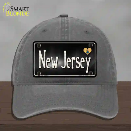 New Jersey Flag Script Novelty License Plate Hat Unconstructed Cotton / Charcoal