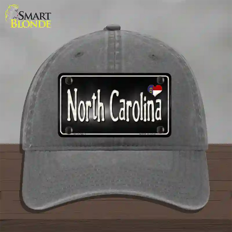 North Carolina Flag Script Novelty License Plate Hat Unconstructed Cotton / Charcoal