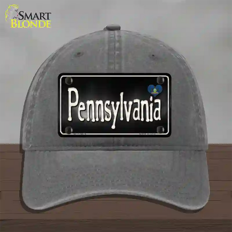 Pennsylvania Flag Script Novelty License Plate Hat Unconstructed Cotton / Charcoal