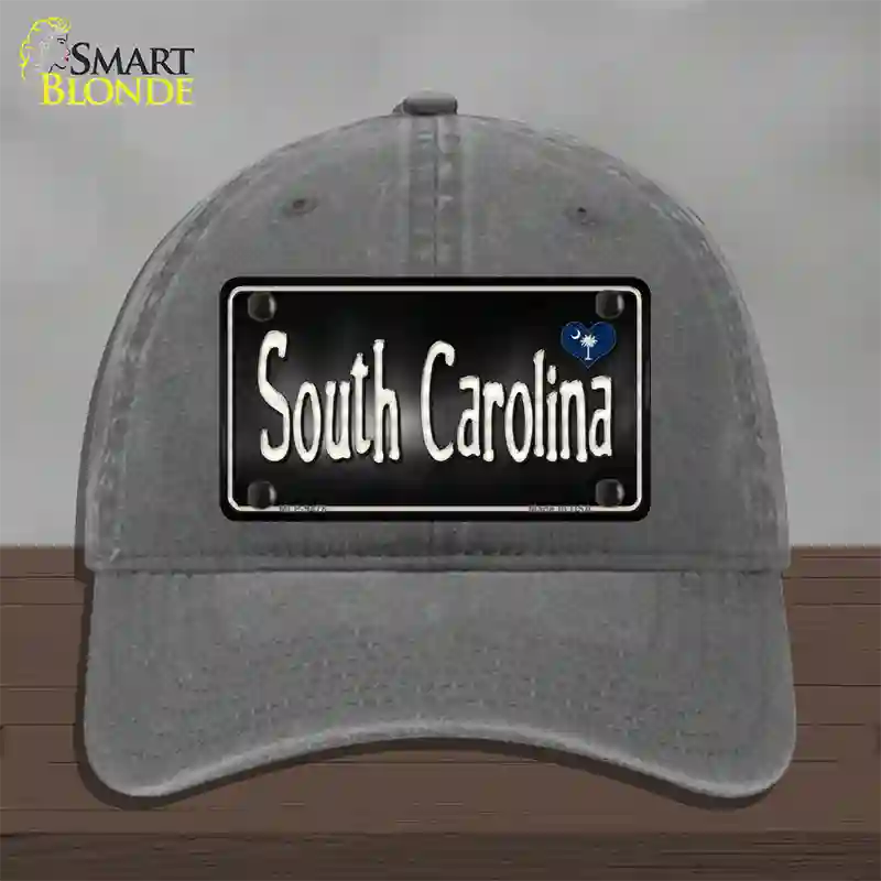 South Carolina Flag Script Novelty License Plate Hat Unconstructed Cotton / Charcoal