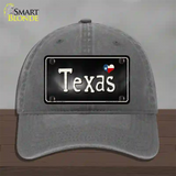 Texas Flag Script Novelty License Plate Hat Unconstructed Cotton / Charcoal