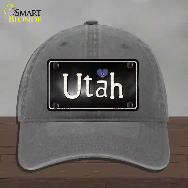 Utah Flag Script Novelty License Plate Hat Unconstructed Cotton / Charcoal