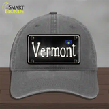 Vermont Flag Script Novelty License Plate Hat Unconstructed Cotton / Charcoal