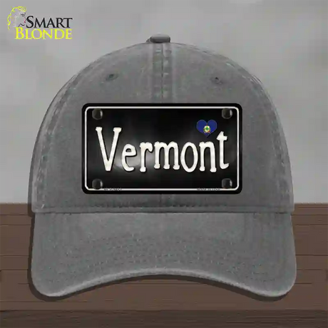 Vermont Flag Script Novelty License Plate Hat Unconstructed Cotton / Charcoal