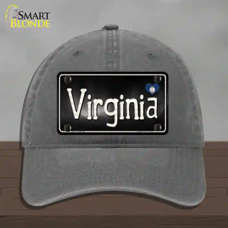 Virginia Flag Script Novelty License Plate Hat Unconstructed Cotton / Charcoal