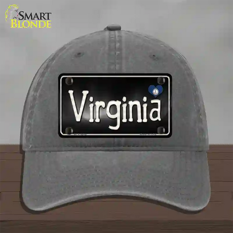 Virginia Flag Script Novelty License Plate Hat Unconstructed Cotton / Charcoal